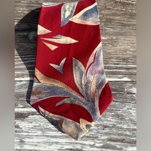 Woodward‎ necktie vintage formal men’s tie red blue white leaf floral print silk